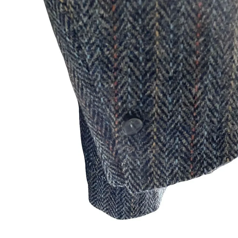 HARRIS TWEED Vintage Hand Woven Wool Blazer Navy Blue 40S - Picture 7 of 14